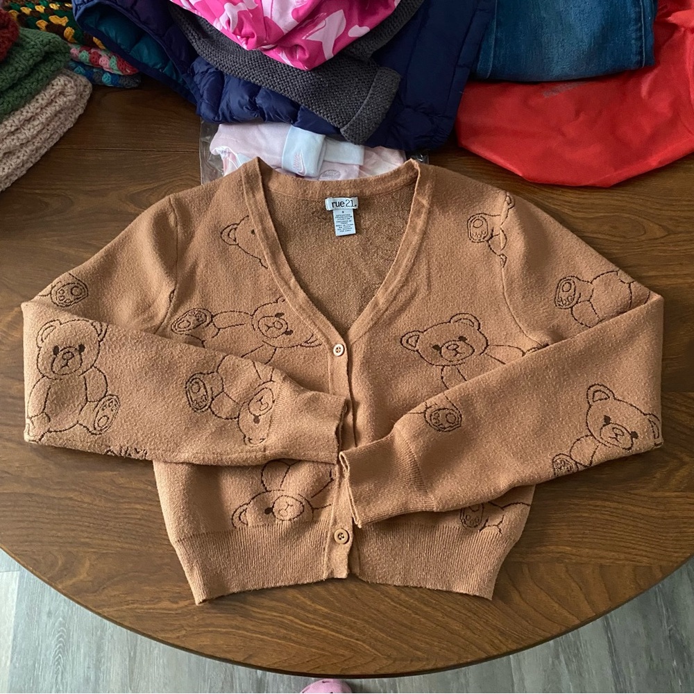Rue21 Brown Teddy Bear Women's Cardigan